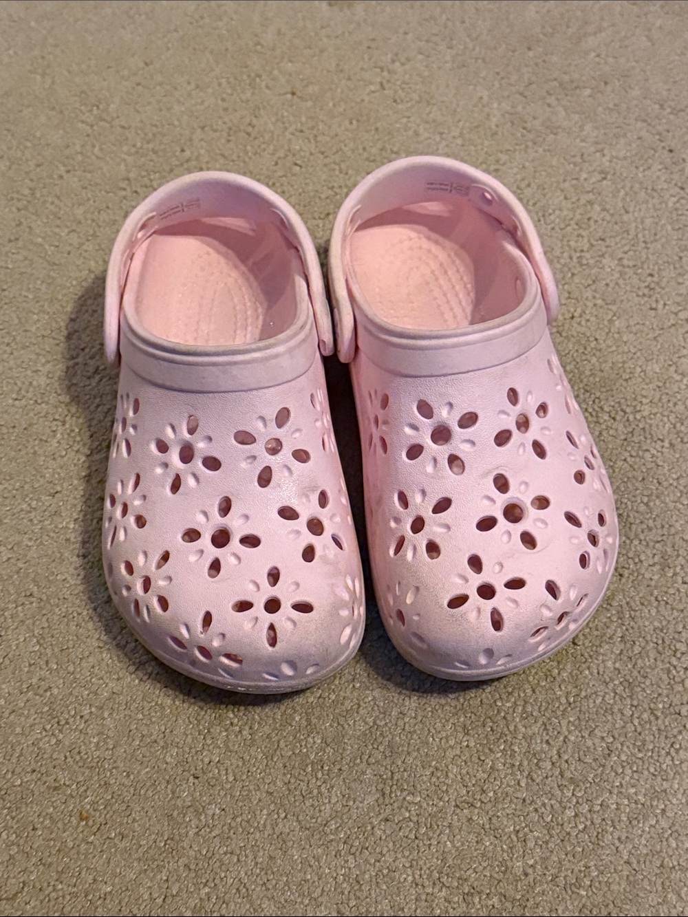 CROCS Classic Floral Cut Out Clogs Pink Milk Kids Children C12